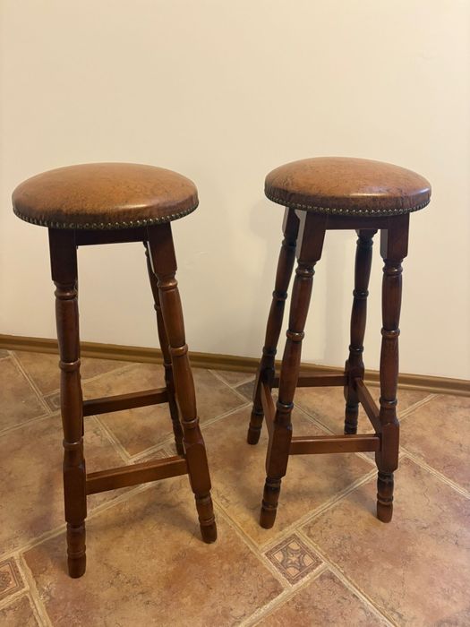 Hoker barowy drewniany skorzany cena za 2 sztuki