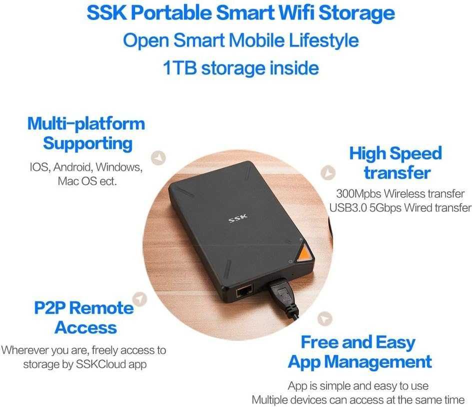 Зовнішній HDD безпровідний SSK-Cloud SSM-F200 1TB