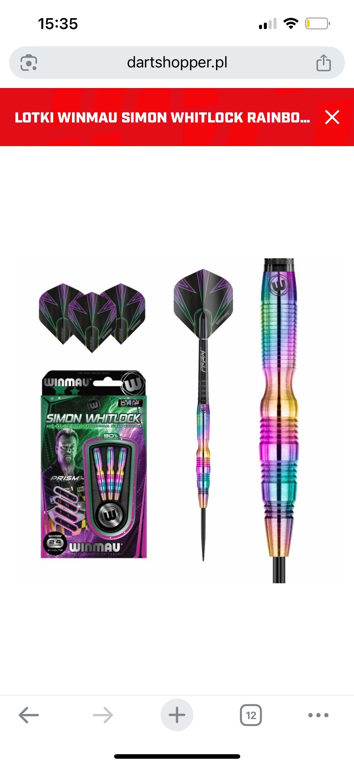 Lotki Winmau Simon WHITLOCK RAINBOW 90% 24g
