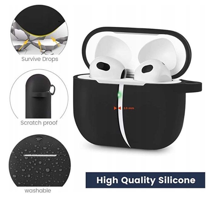 zestaw silikonowe etui na airpods 3 szczotka czarn