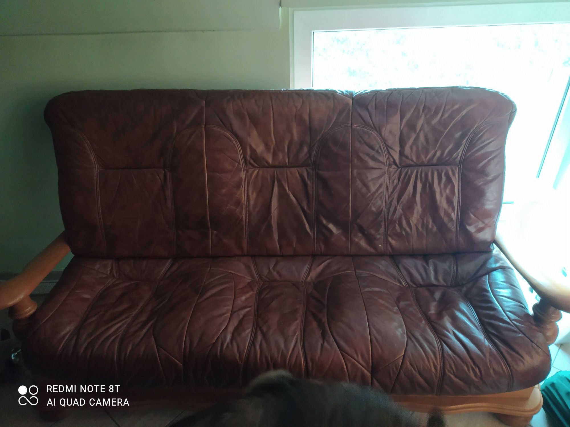 Komplet wypoczynkowy ze skóry sofa + 2 fotele