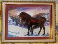Картина ручная работа бисером Лошадь