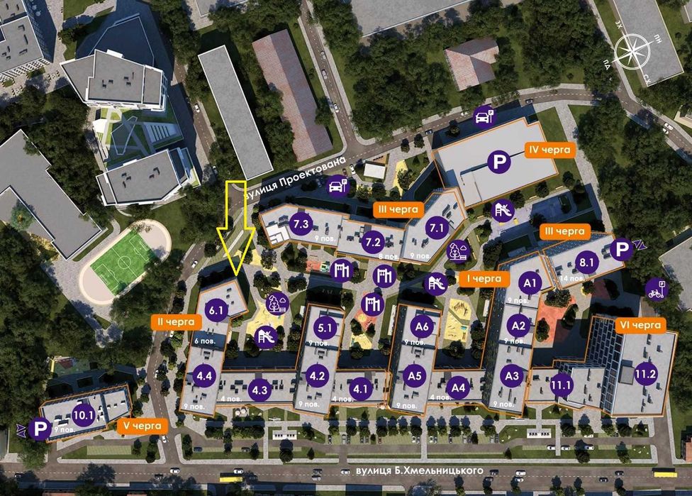 1-кім. квартира 55,4 м.кв. ЖК Вежа, вул. Б. Хмельницького