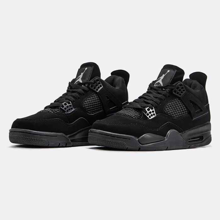 Мужские кроссовки Nike Air Jordan 4 Cat Full Black. Размеры 40-46