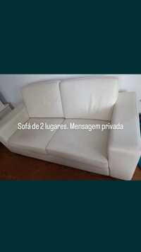 Sofa branco 3 lugares em pele