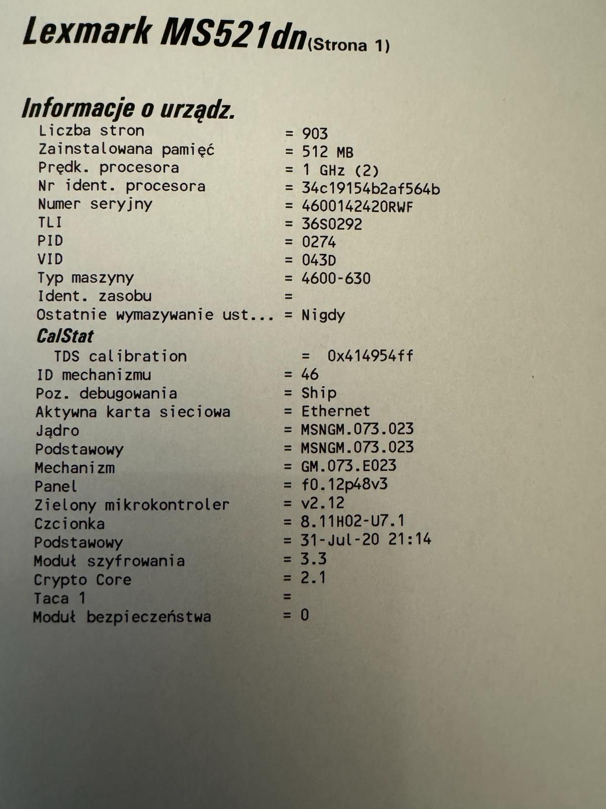 Drukarka,Urządzenie  wielofunkcyjne(malo używane) Lexmark MS521dn