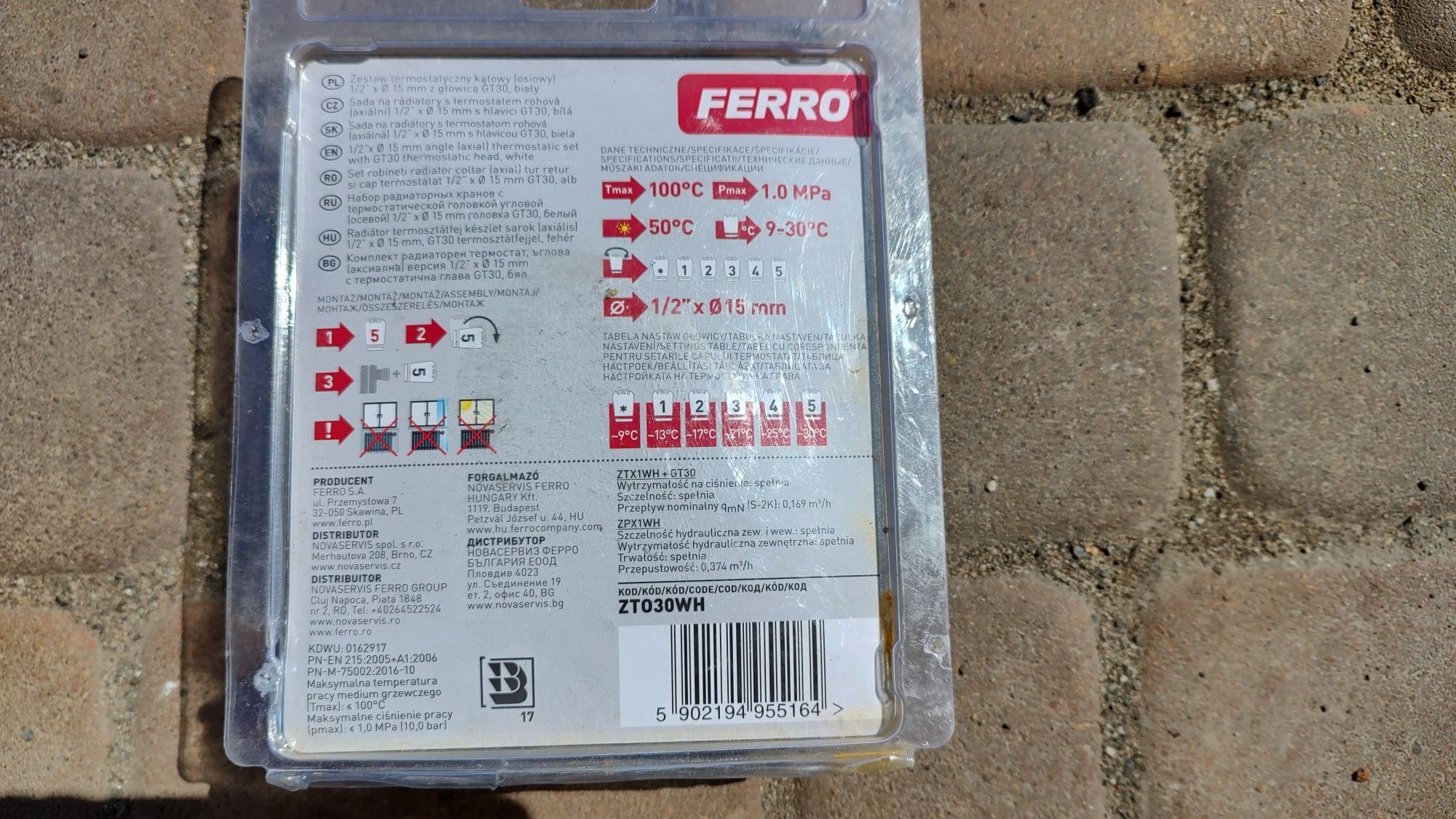 Zestaw termostatyczny kątowy Ferro
