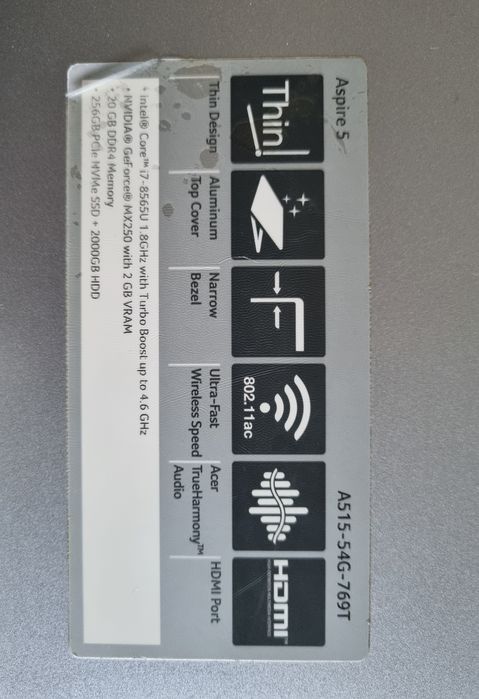 Acer Aspire 5 - 20GB RAM - 2TB HDD