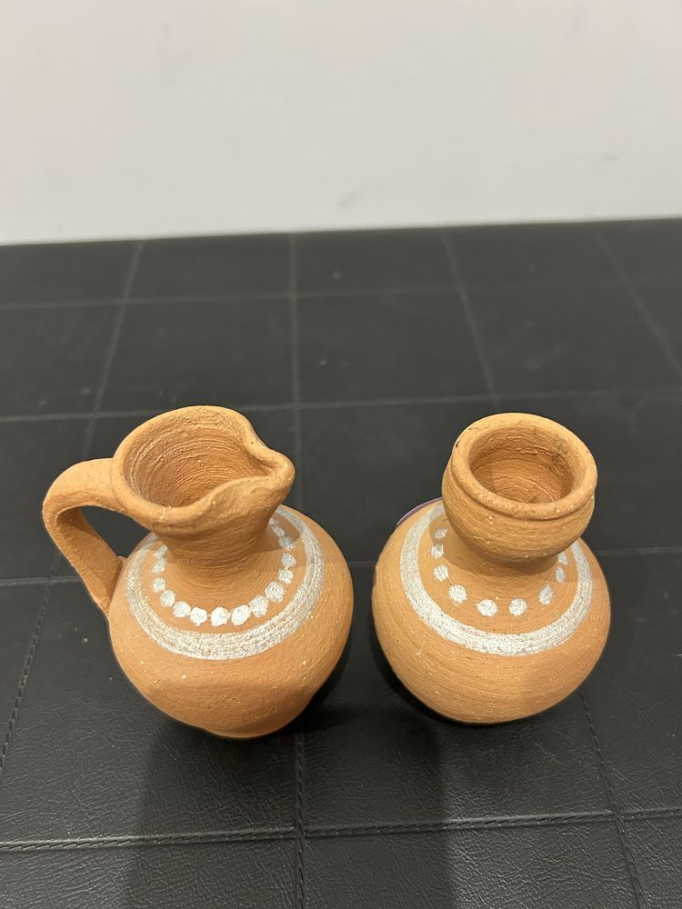 Miniaturkowe dzbanek + wazonik gliniane nr.5057