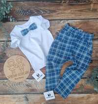 Zestaw komplet elegancki dla chłopca bluzka z mucha i spodnie 92-146