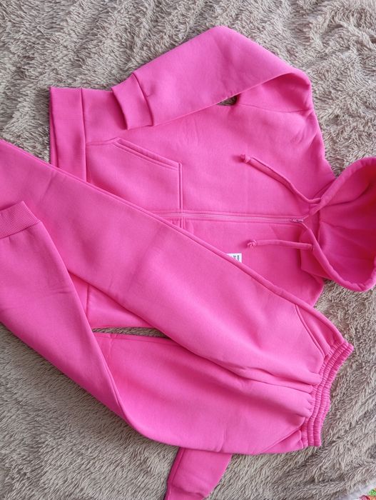 Теплий костюм на флісі для дівчинки рожевий фуксія