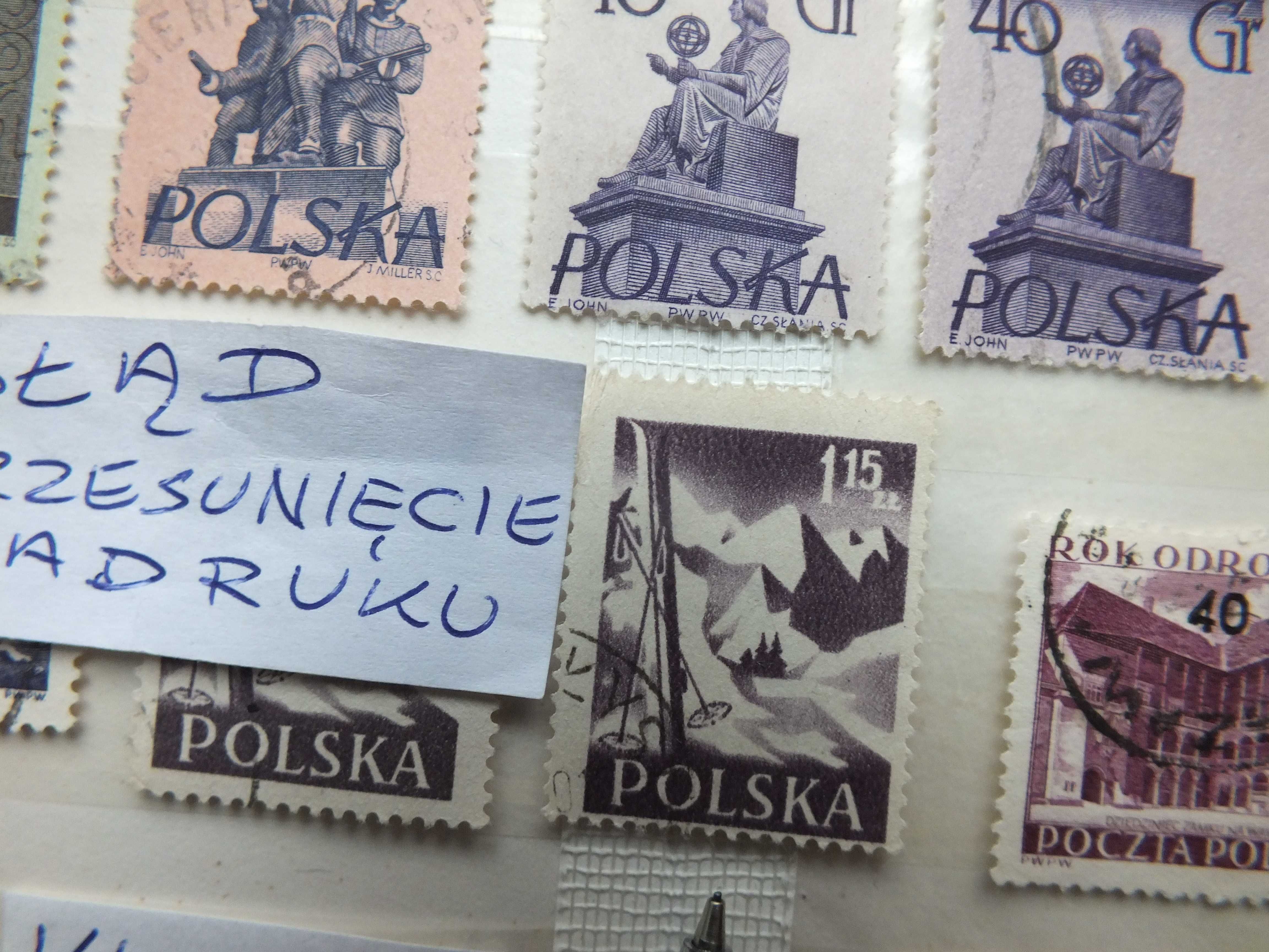 30zt. znaczki BŁĄD odcień parka Polska 1954 /1956 kasownik miejscowość