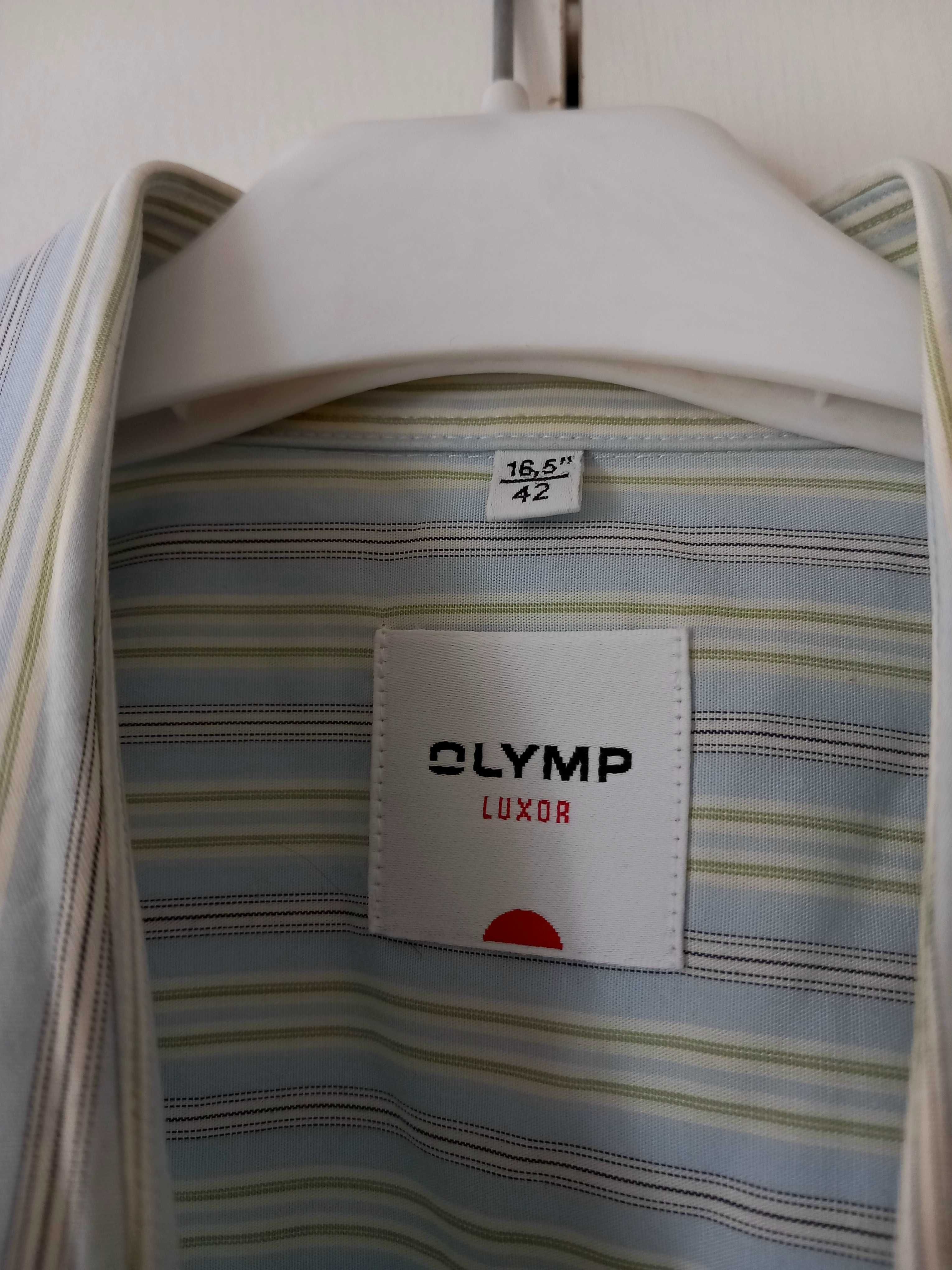 Koszula męska błękitna OLYMP w paski 42