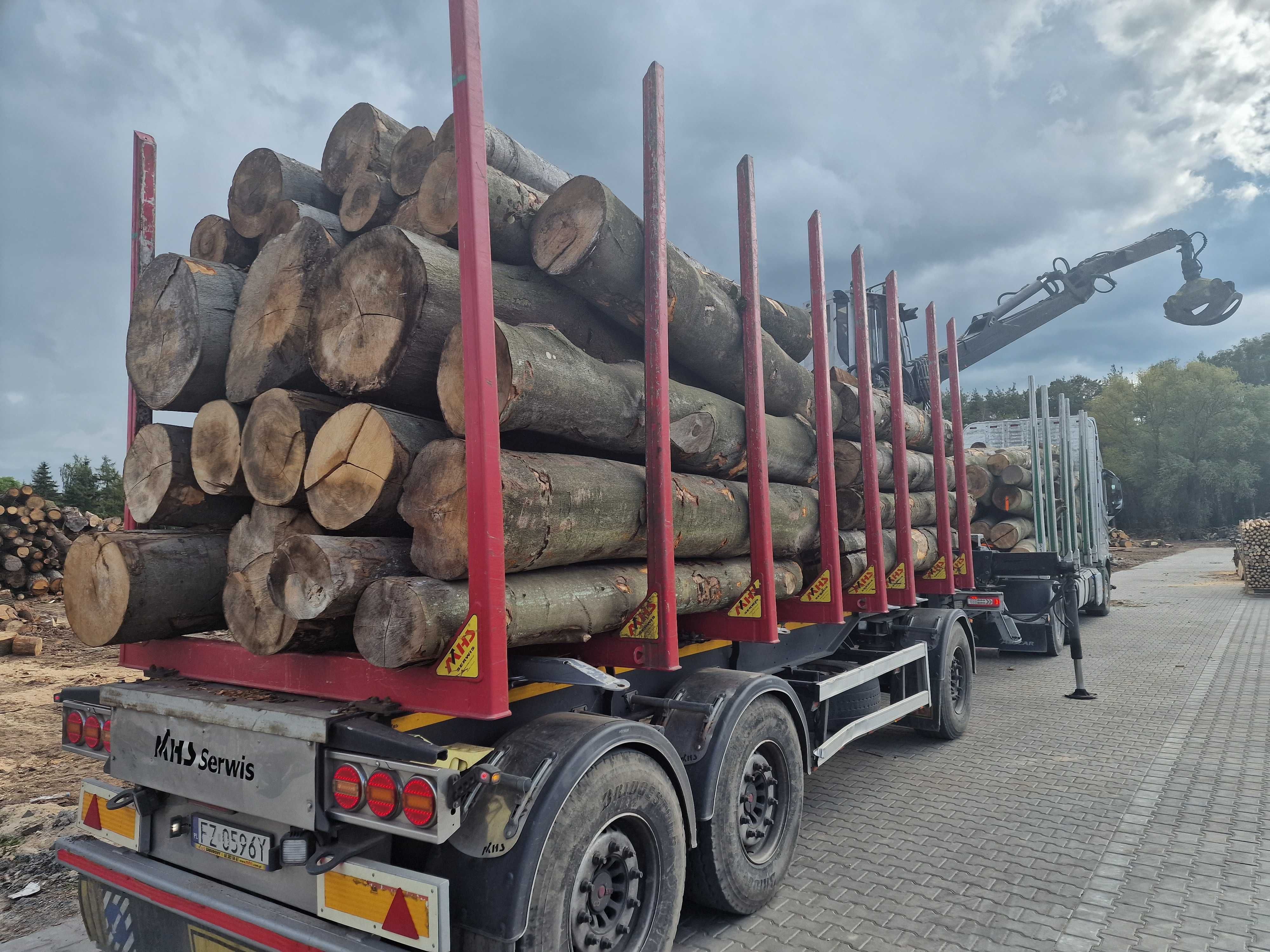 DrewKom Drewno kominkowe BUK w kłodzie dl. 2,5m S2a S2b transport HDS