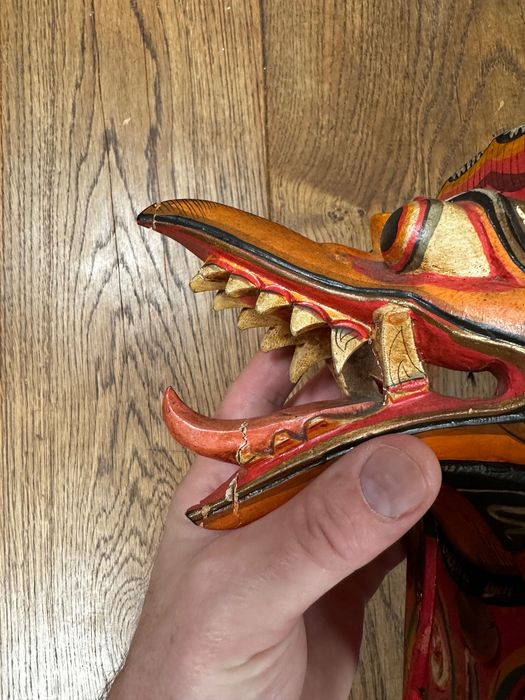 Maska plemienna z drewna, ręcznie robiona, Tajlandia