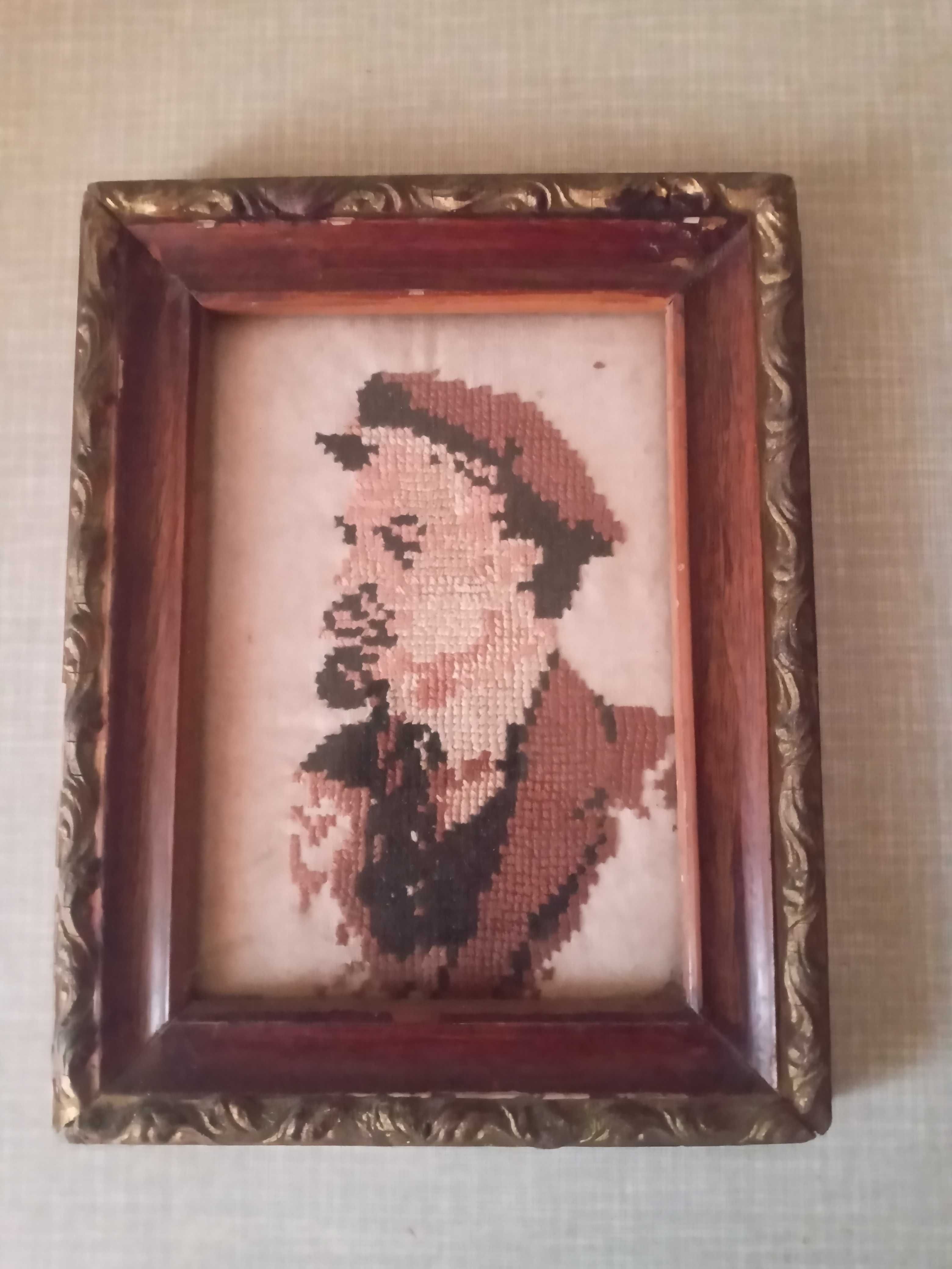 Портрет Ленин ручная работа вышивка крестиком.