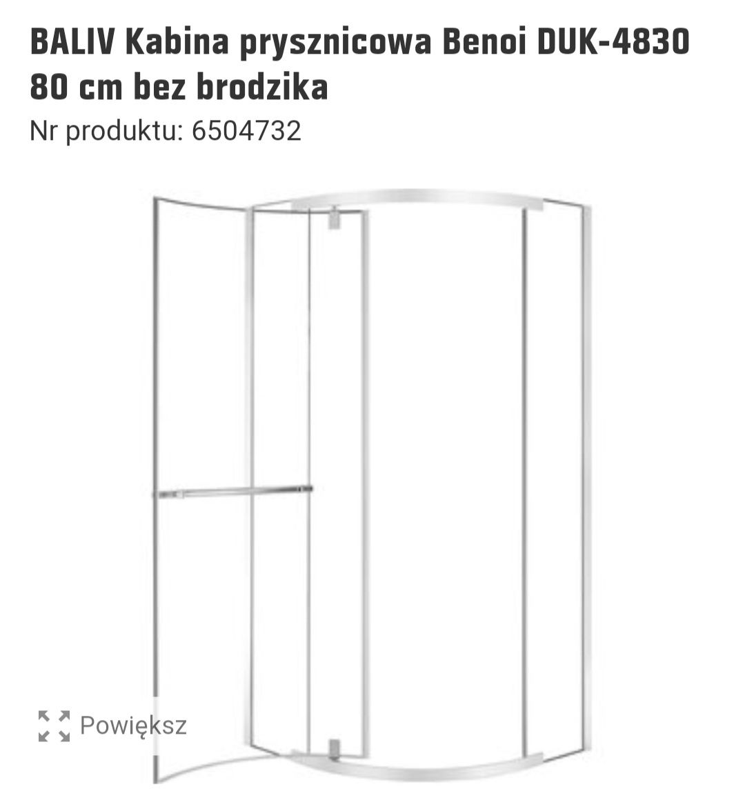 Sprzedam nową nieużywaną kabinę prysznicową półokrągła BALIV 80x80