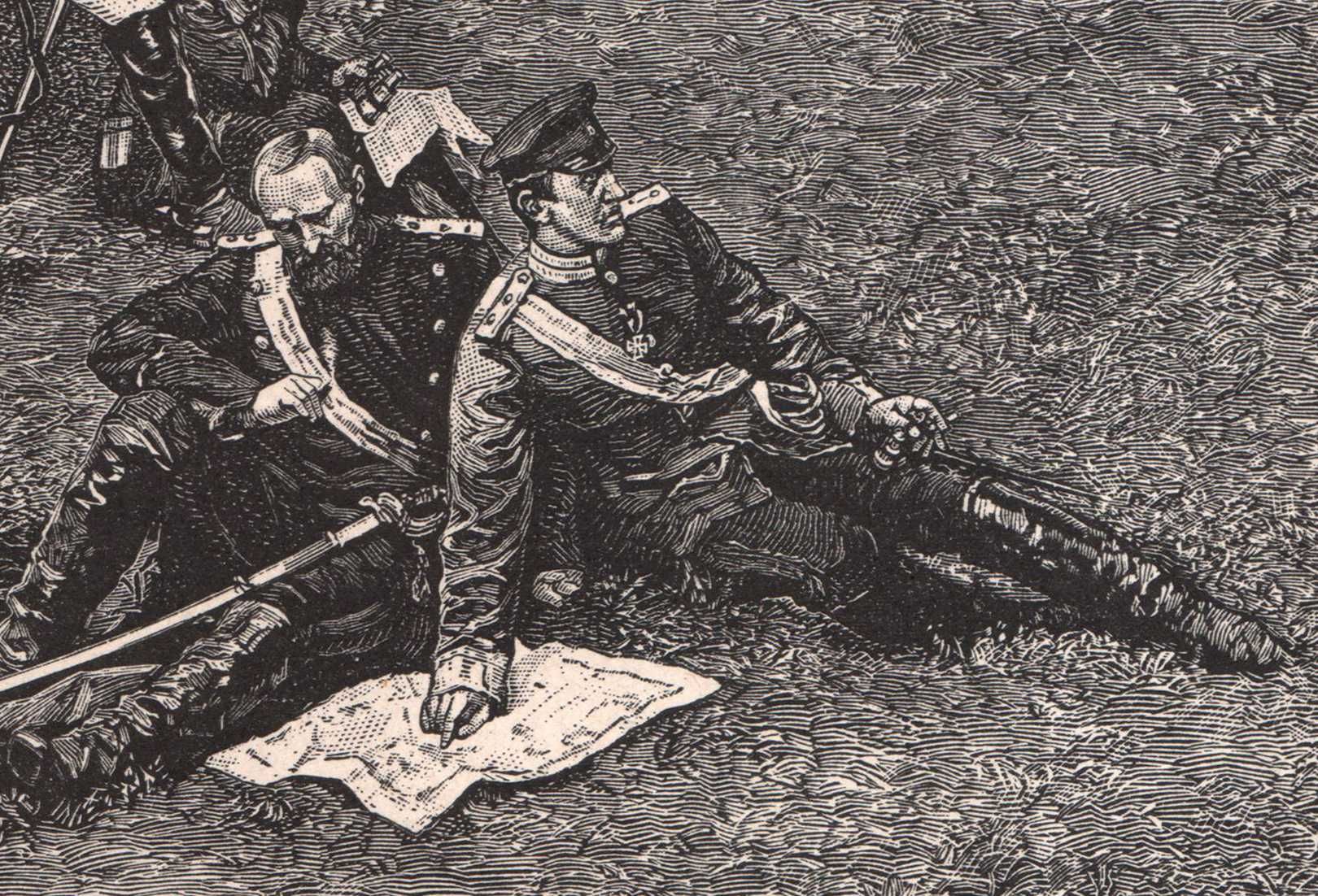 Bitwa pod Sedanem. Kapitulacja. Duży drzeworyt 1895 r. autentyk