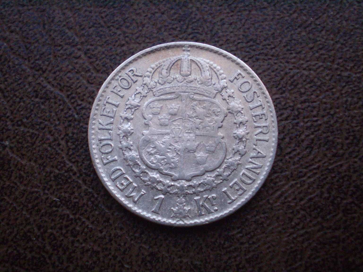 Серебро 1 крона 1940-го года королевство Швеция
