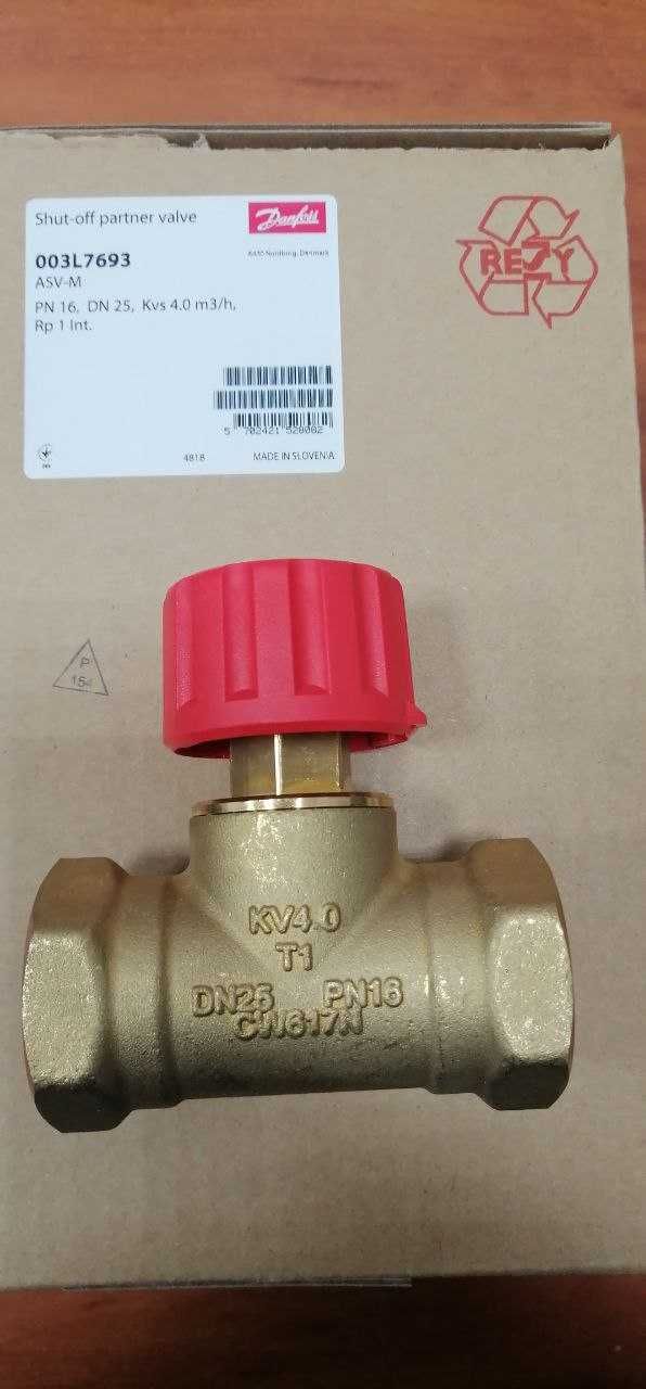 Клапан запорный ручной Danfoss ASV-M 25 Ду 25 ВР (003L7693)