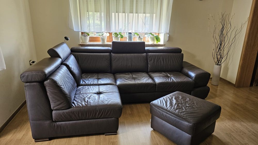 Narożnik skóra ciemny brąz,