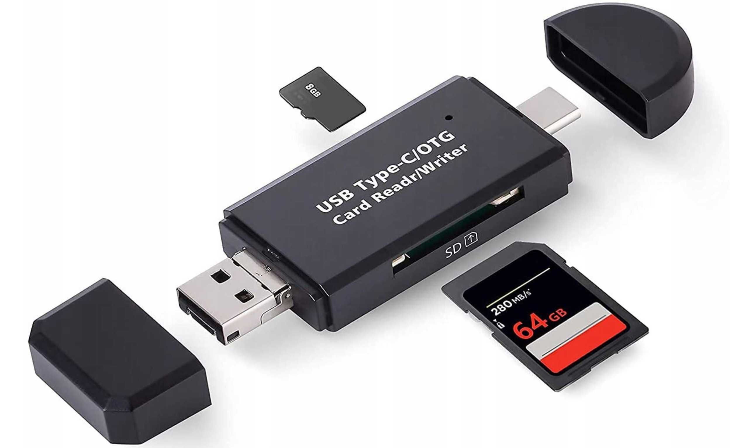 Czytnik Kart Pamięci SD 5w1 Pendrive Micro USB-C OTG Adapter MicroSD