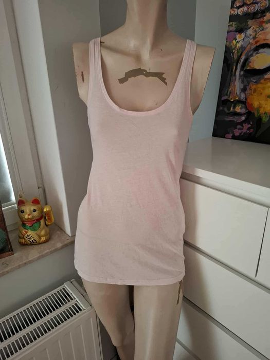 S 36 H&M jasnoróżowy tank top na ramiączkach bawełniany Soft Grunge