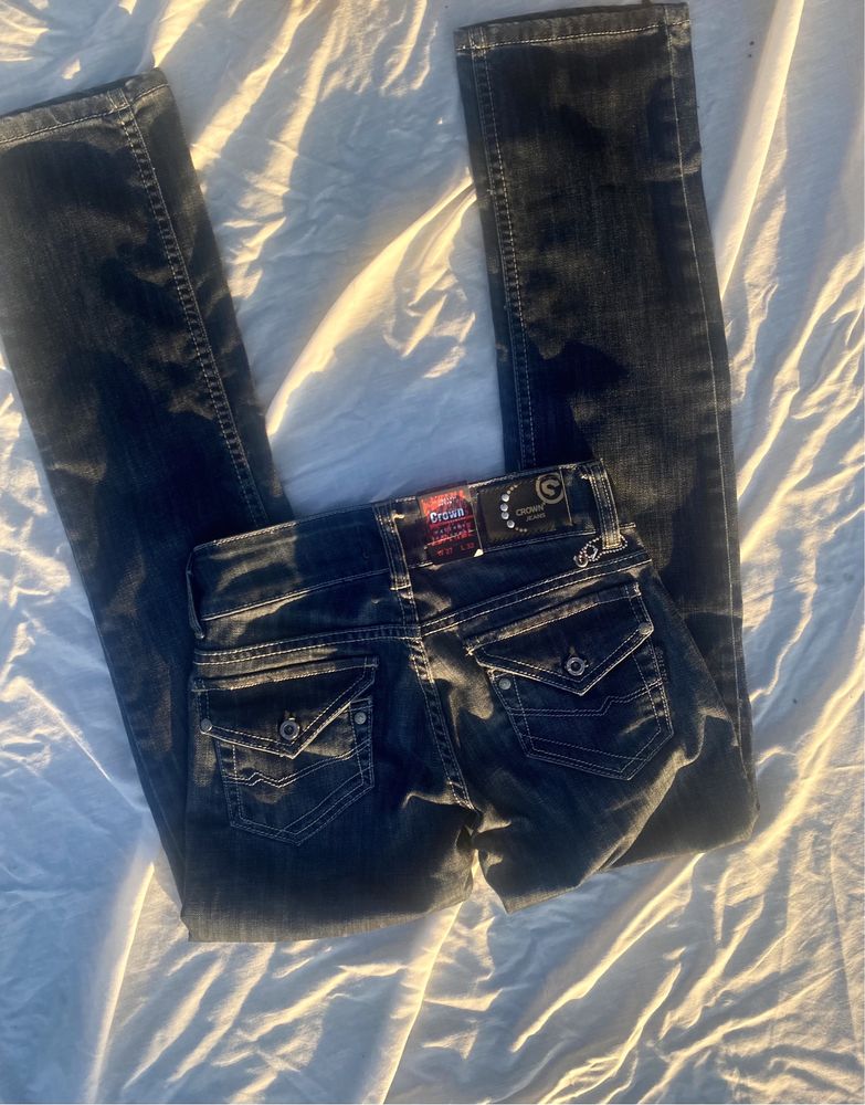 Nowe spodnie jeansy granatowe XS 34 XXS 32 vintage denim