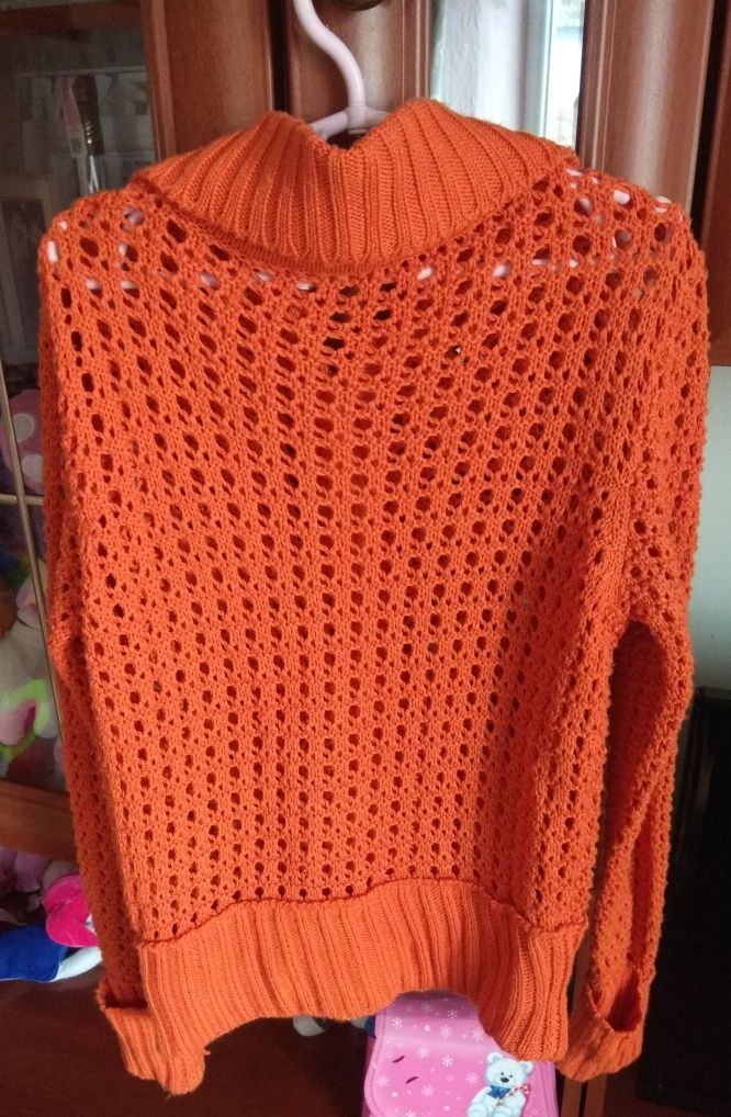 Кофта светр оранжевий в'язаний 12-15 років
