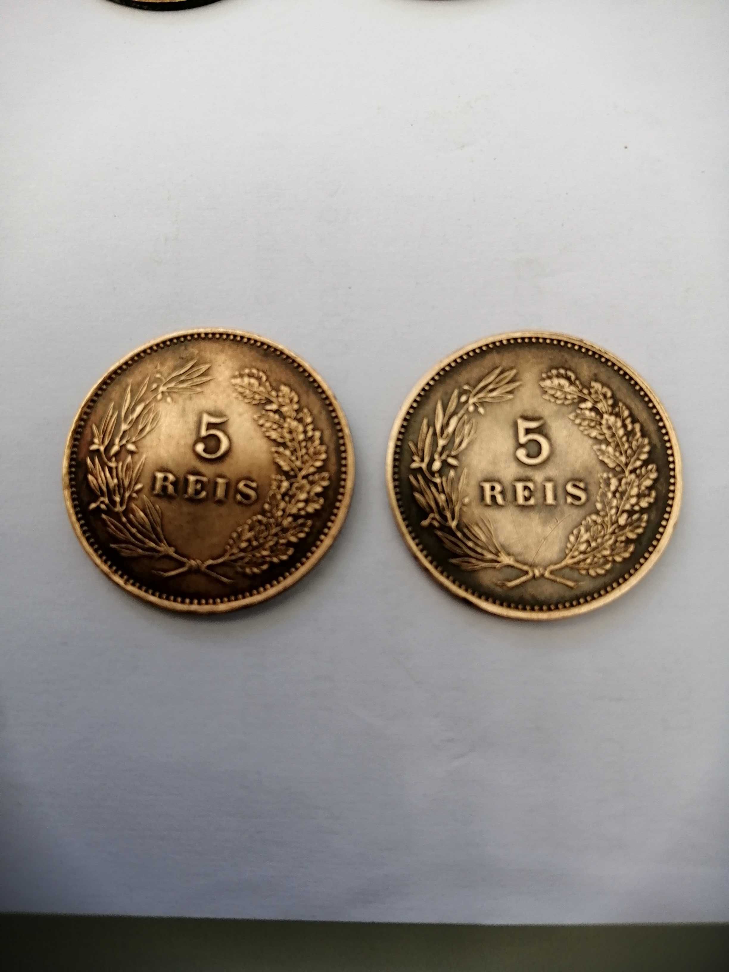 2 moedas de 5 reis. D. Manuel ll, 1910. MBC+