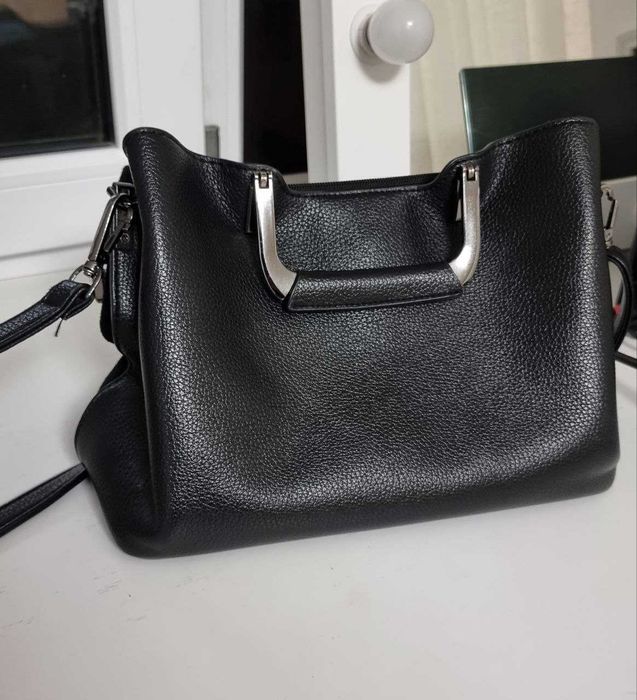 Сумка чорна на половину з натуральної замші