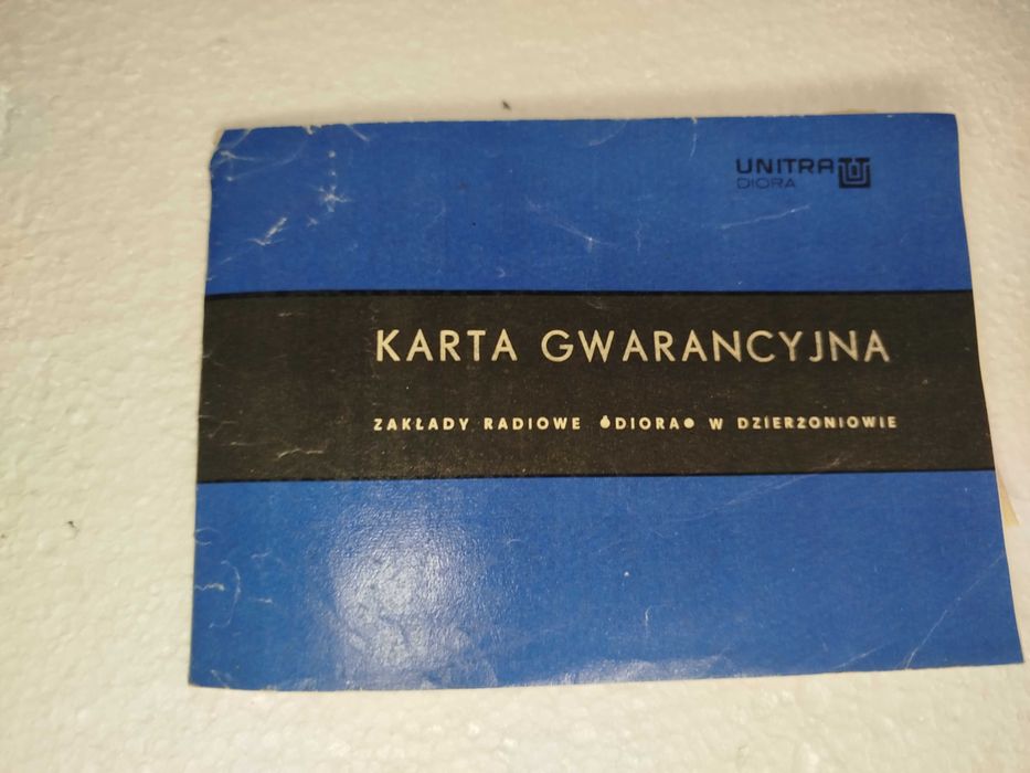 Karta gwarancyjna Pionier Stereo Unitra Diora