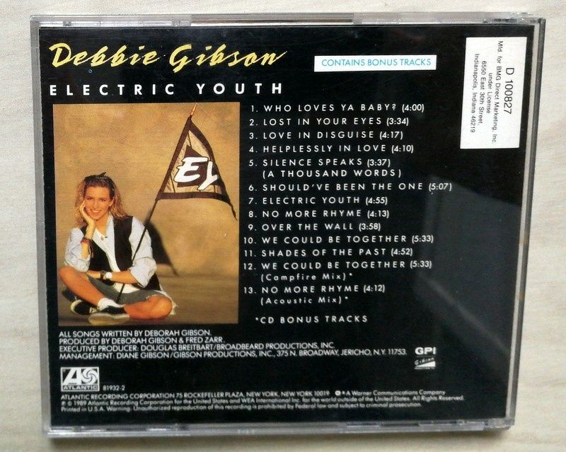 Debbie Gibson Electric Youth CD Atlantic Made in USA