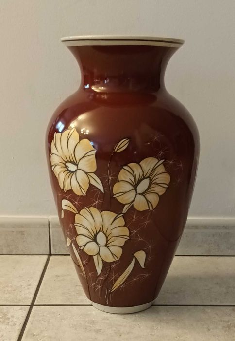 Duży wazon porcelanowy Chodzież stan bd  PRL malowany 44cm