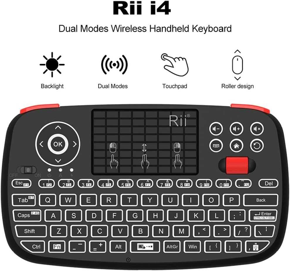 Bezprzewodowa mini klawiatura Ovegna Rii i4 2 w 1 BT 2,4 Ghz