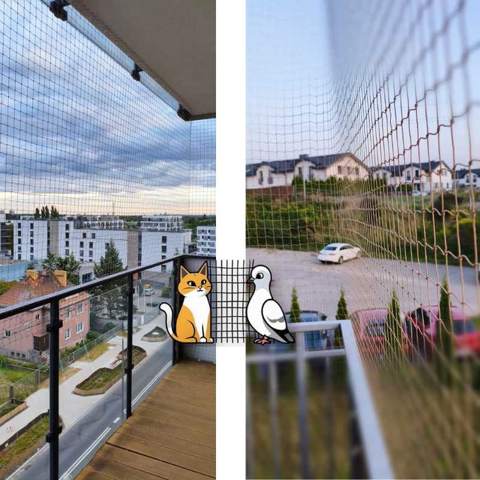 Warszawa - siatka zabezpieczająca na wymiar dla kota balkon na ptaki