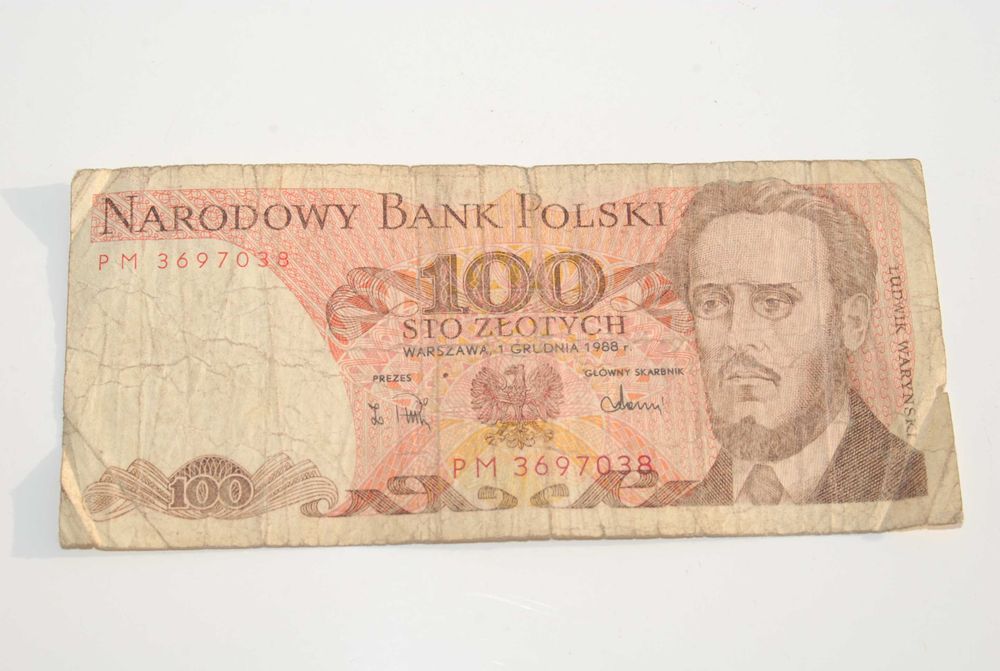 Stary banknot 100 złotych Waryński 1988 antyk