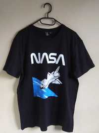 Czarna Koszulka Bawełna NASA Primark