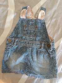 Sukienka jeansowa na szelkach 62-68 plus opaska