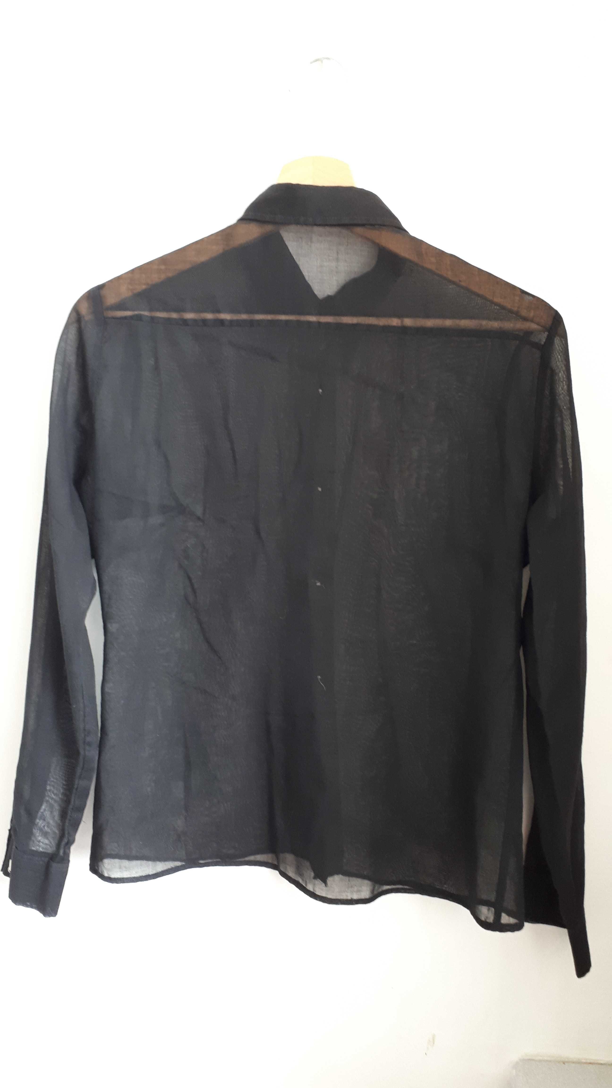 Cieniutka, czarna koszula z bawełny,H&M, rozmiar M