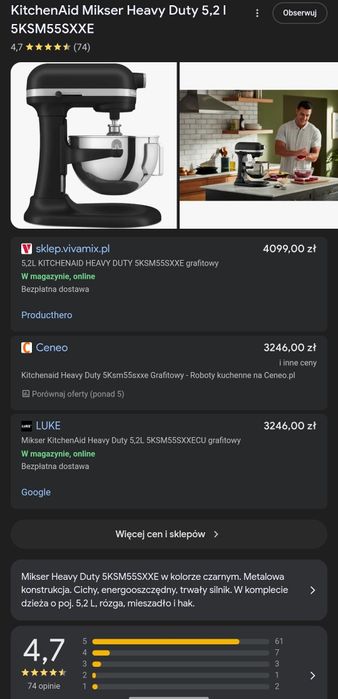 KitchenAid Heavy DUTY planetarny z podnoszoną miską o pojemności 5,2 l