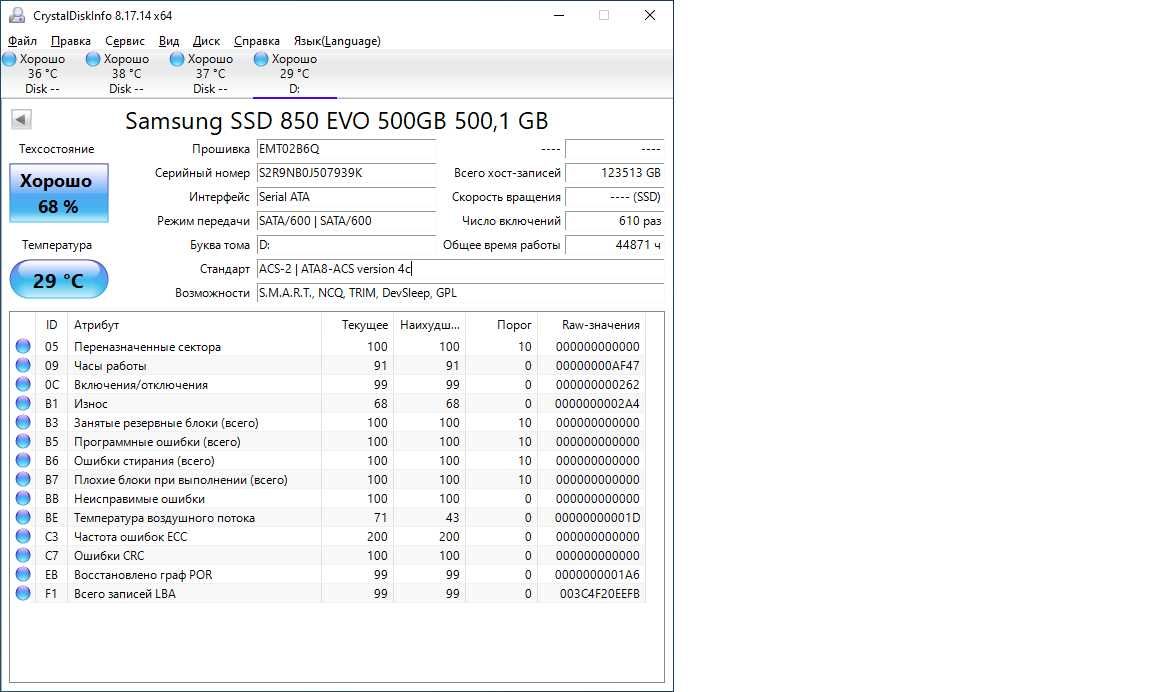SSD диск Samsung 500 GB 850 Evo SATA III