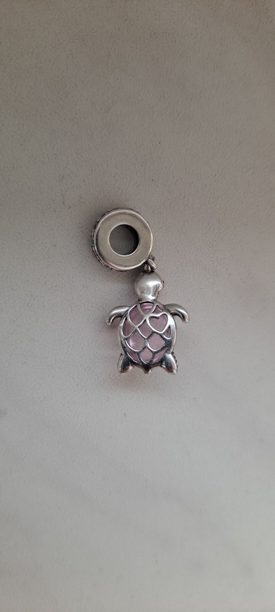 Charms Różowy Żółw Srebro S925