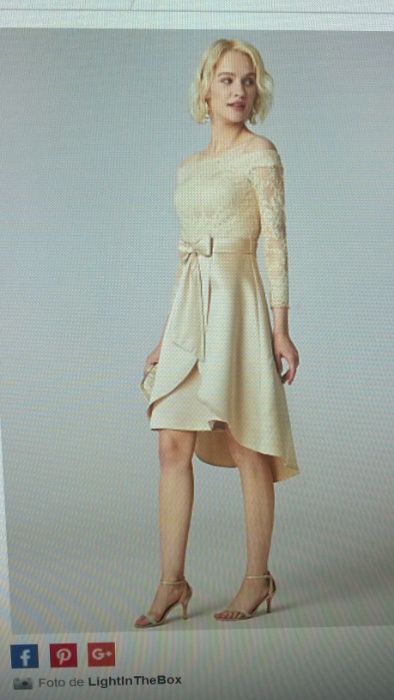vestido cocktail ou noiva curto assimétrico em cetim champanhe