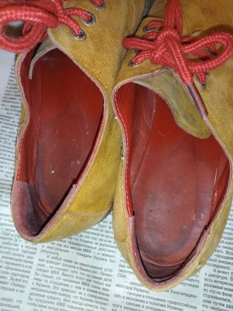 Кожаные замшевые импортные рыжые мужские туфли 41 коричневые
