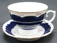 Filiżanka Porcelana bogato zdobiona kobalt FINE