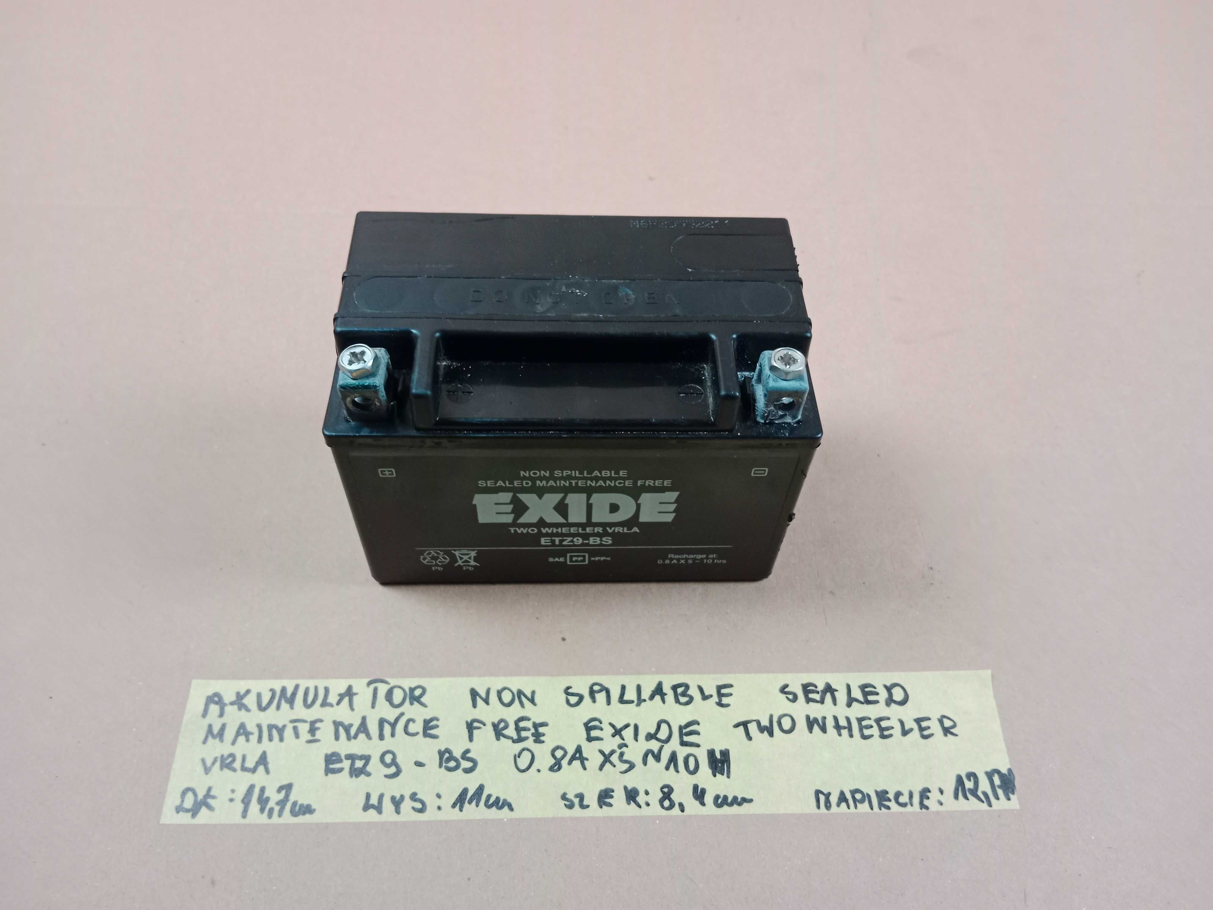 Akumulator Non Spiliable SEALED EXIDE ETZ9- BS 0.8AX5N10H