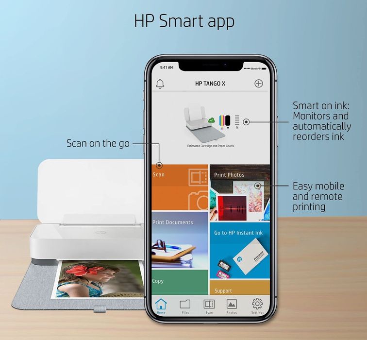 Drukarka HP Tango z Wi-Fi – ultra kompaktowa (389×246×91 mm)