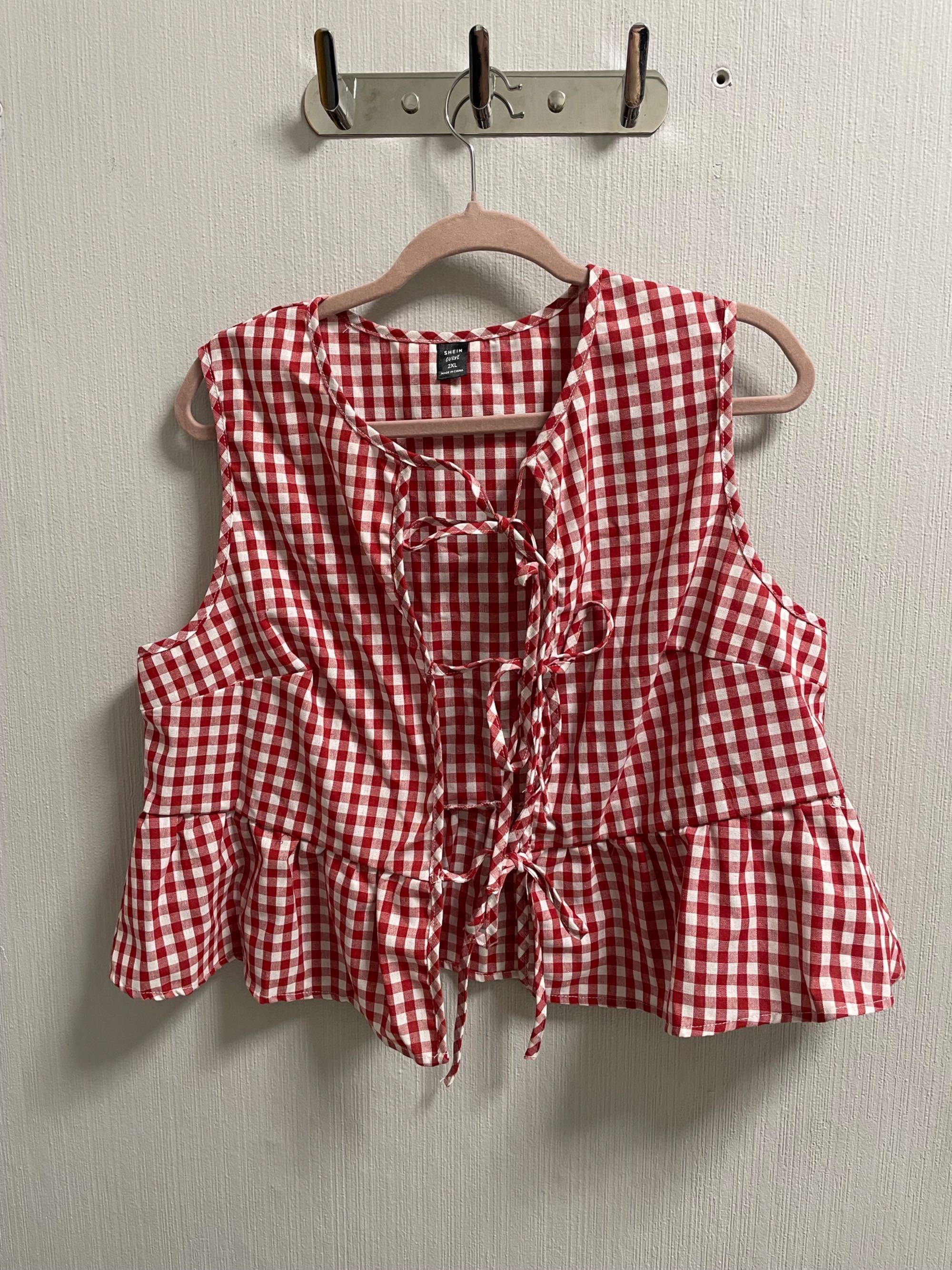 Майка Shein в червону клітинку 2XL