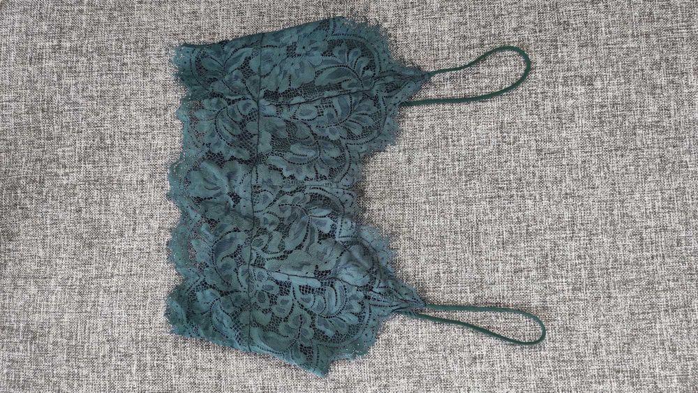 Biustonosz top koronkowy koronka butelkowa zieleń sexy Topshop